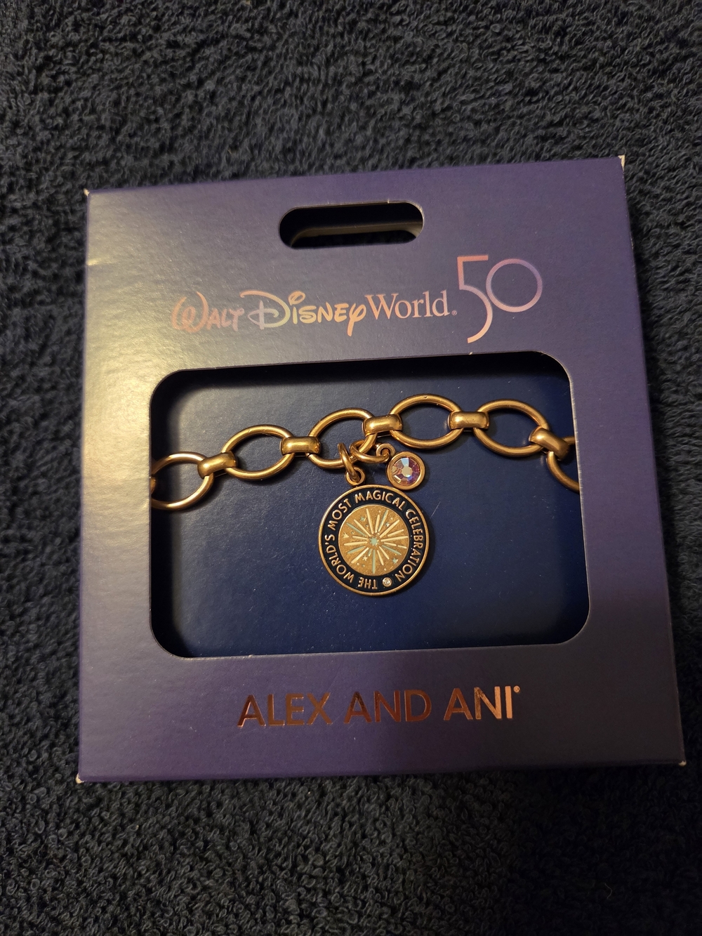 Alex and Ani Gold Walt Disney World 50th Celebration Charm Bracelet
